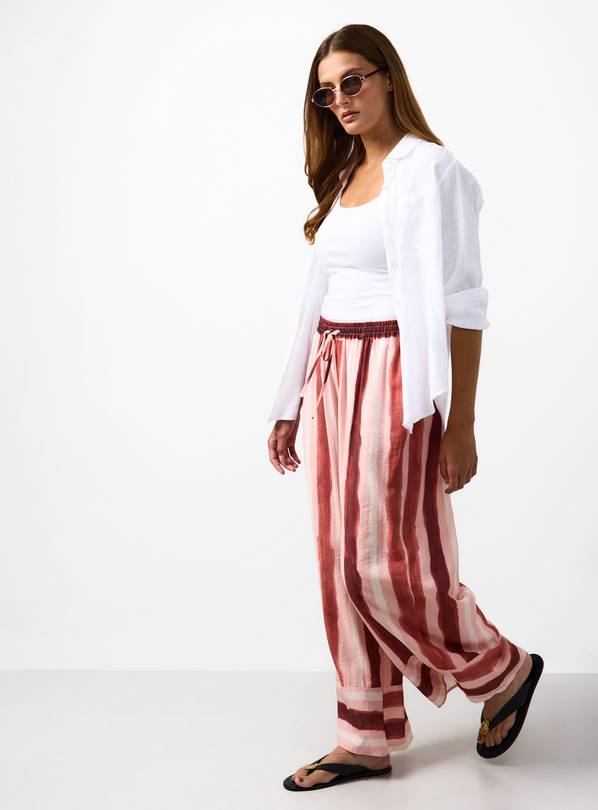 Mid Pink Ultra Wide Stripe Trousers  8